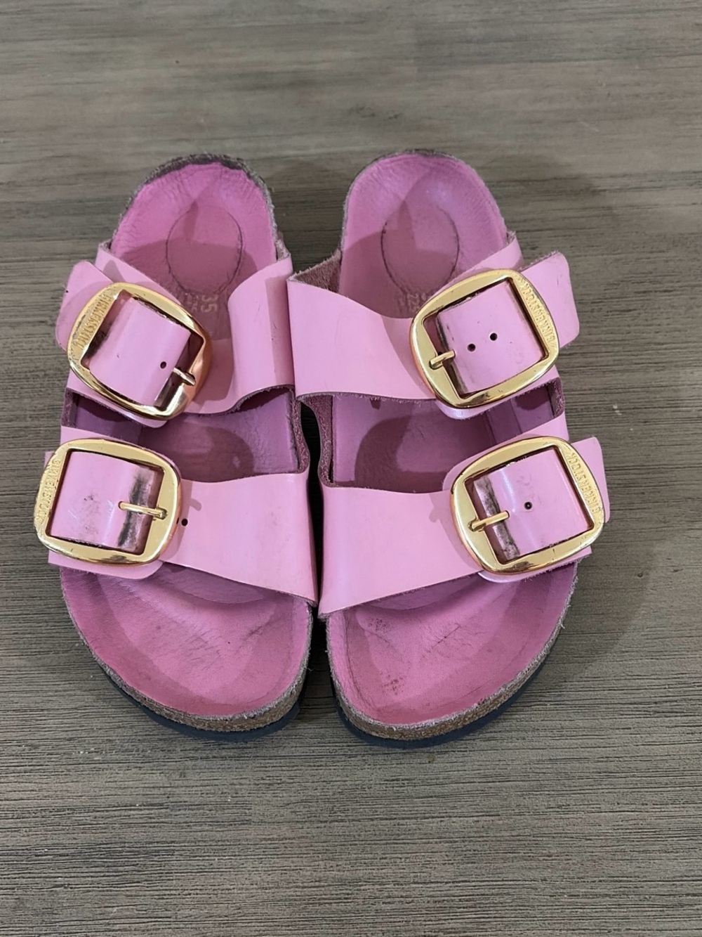 Birkenstock Arizona Big Buckle Natural Leather Patent Fondant Pink Size EU 35